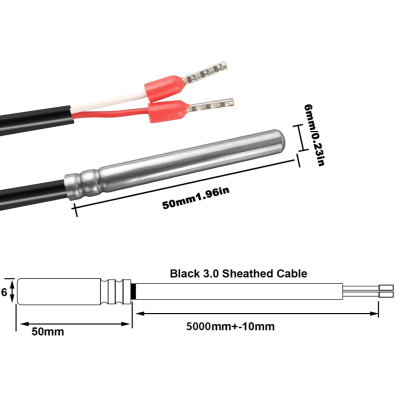 PT1000 Temperature Sensors Customizable Pt100 5M 3M Waterproof Temperature Sensor PT100